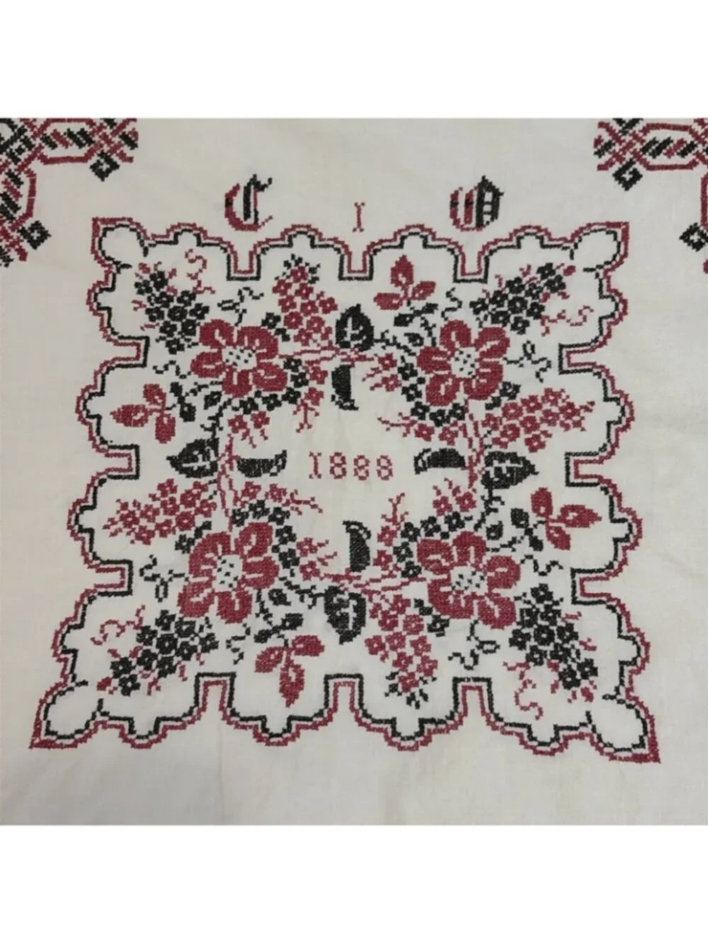 Antique Ukrainian Embroidered Pillow Covers Set Of 2 Folk Cottage Handmade 16X16